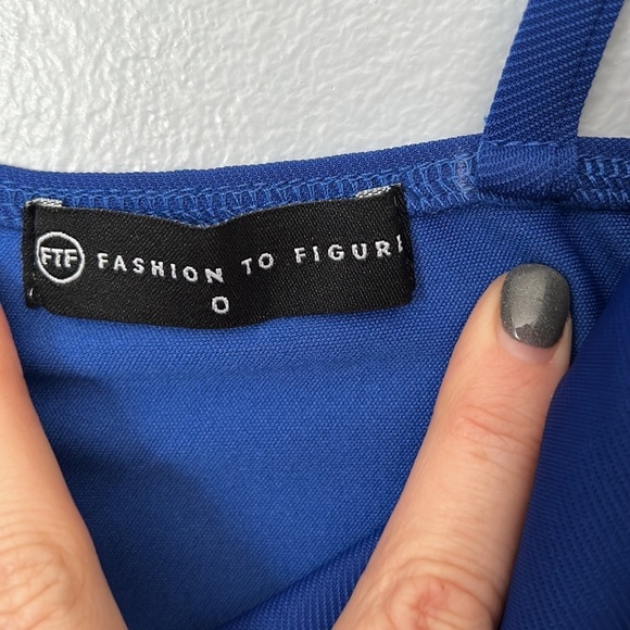 NWT Fashion to Figure electric blue wrap bodice slip mini dress size 0 (XL) - Picture 3 of 7